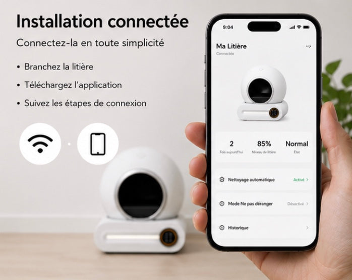 Litière Autonettoyante Connectée pour Chat – Gestion Simplifiée