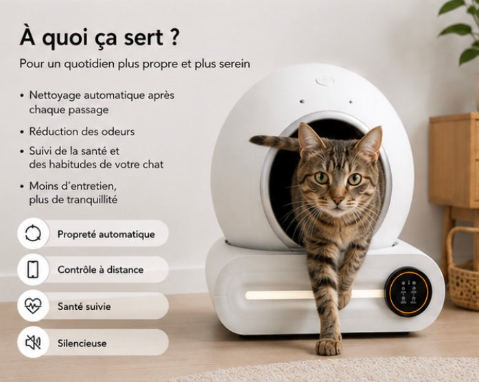 Litière Autonettoyante Connectée pour Chat – Gestion Simplifiée