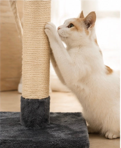 Arbre à Chat avec Niches et Jouets – Gris foncé