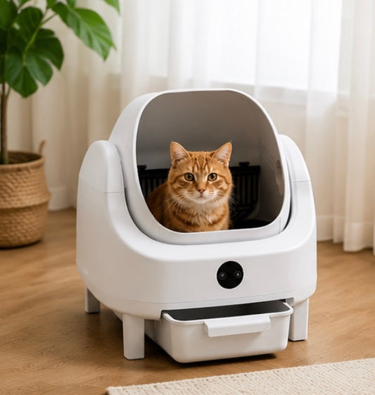 Litière Autonettoyante Ouverte Connectée pour Chat – Design Spacieux