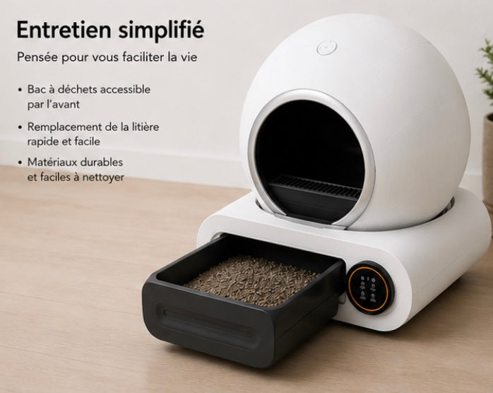 Litière Autonettoyante Connectée pour Chat – Gestion Simplifiée