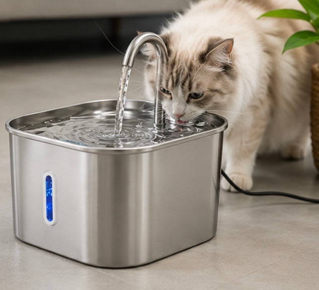 Fontaine à Eau Automatique en Inox pour Chat – Fonctionnement Discret